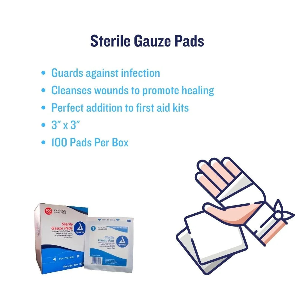 3"X3" Gauze Pads Cotton Latex-Free Sterile - 12 Ply - 100 Pads/Box (4 Boxes) (MS-42130)
