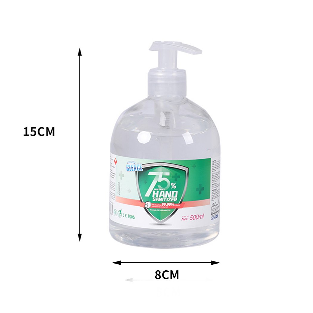 Cleace Hand Sanitiser Instant Gel Wash 75% Alcohol 99% Anti Bacterial 500mL