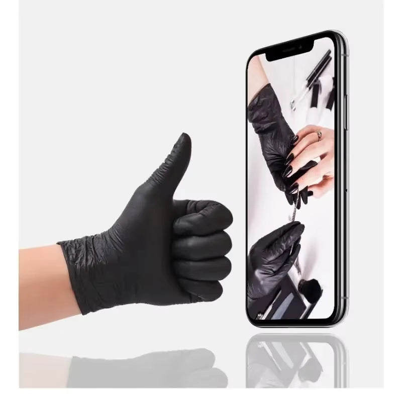 20Pcs Multifunctional Disposable PVC Black Nitrile Gloves, Perfect for Car Repair, Food Prep, Hair Dyeing & More