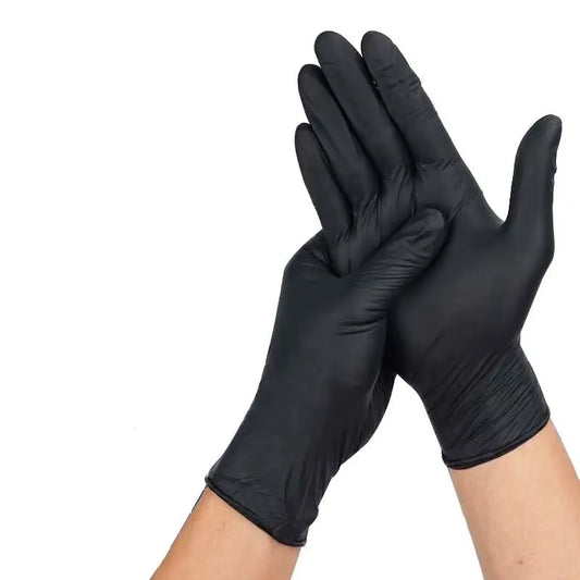 20Pcs Multifunctional Disposable PVC Black Nitrile Gloves, Perfect for Car Repair, Food Prep, Hair Dyeing & More