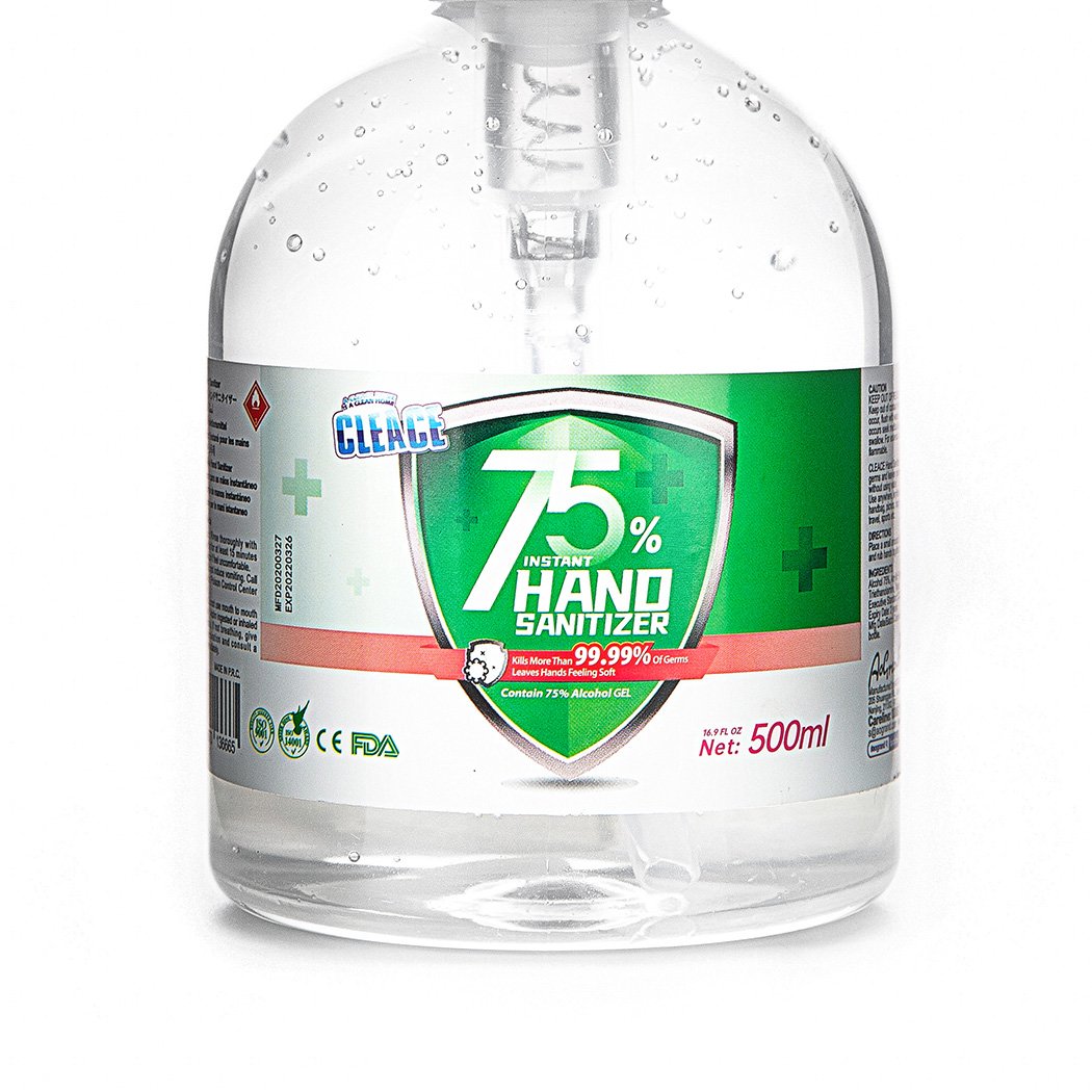 Cleace Hand Sanitiser Instant Gel Wash 75% Alcohol 99% Anti Bacterial 500mL