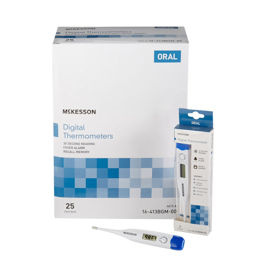 Digital Thermometer Kit for Adults and Kids, Oral Probe - Handheld, 25 Ct