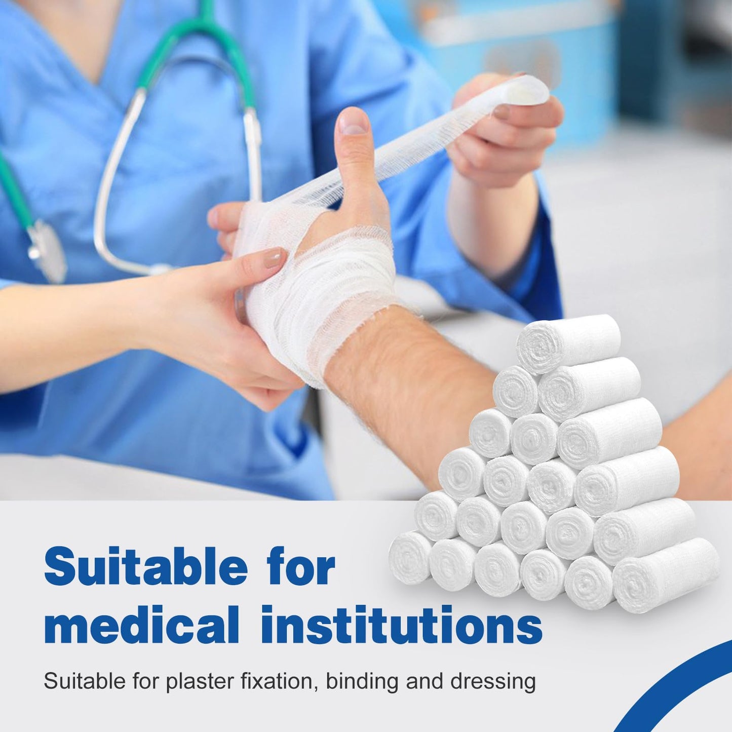 AZEN 100 Pack Gauze Rolls Bandages, 3 in x 4.1 Yards, First Aid Supplies & Premium Medical Supplies, Bandage Wrap Vet Wrap