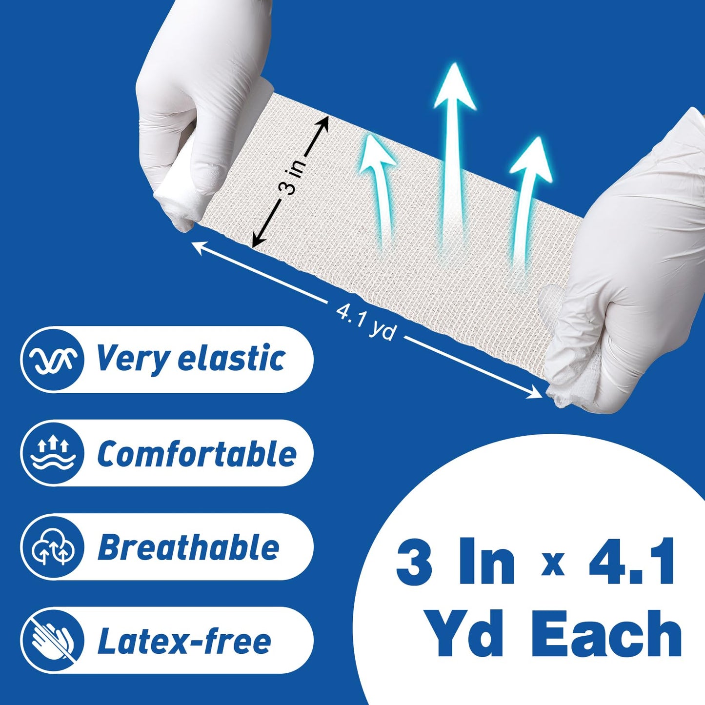 AZEN 100 Pack Gauze Rolls Bandages, 3 in x 4.1 Yards, First Aid Supplies & Premium Medical Supplies, Bandage Wrap Vet Wrap