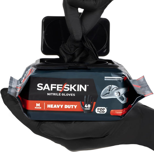 Heavy Duty Nitrile Disposable Latex Free Gloves (40/160/1600 Packs), Black Gloves for Food Prep, Cleaning, Mechanic