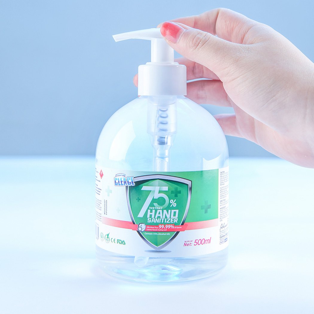 Cleace Hand Sanitiser Instant Gel Wash 75% Alcohol 99% Anti Bacterial 500mL
