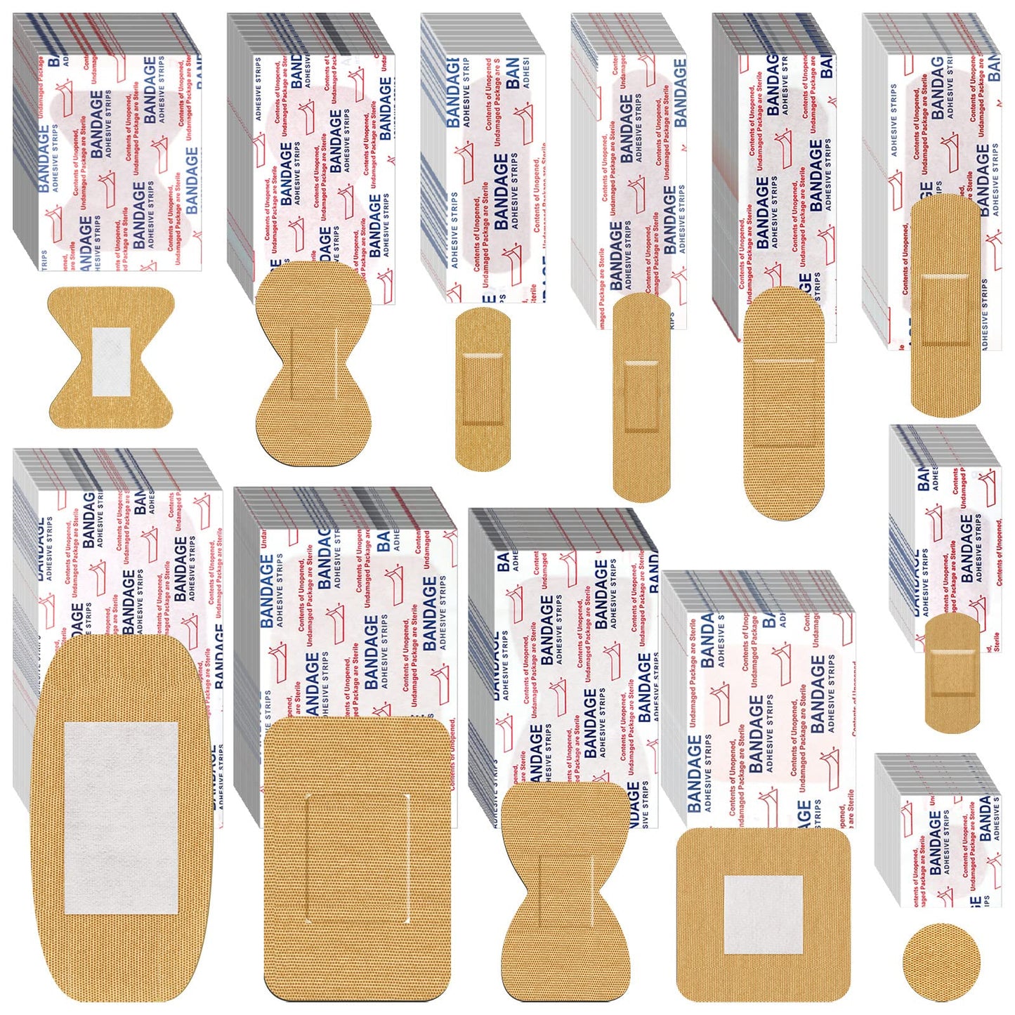 BBTO Assorted Styles Flexible Fabric Adhesive Bandages Small Breathable Fingertip Bandages Cloth Elastic Knuckle Bandages Various Sizes Spot Bandage for First Aid and Wound Care(360 Pcs)