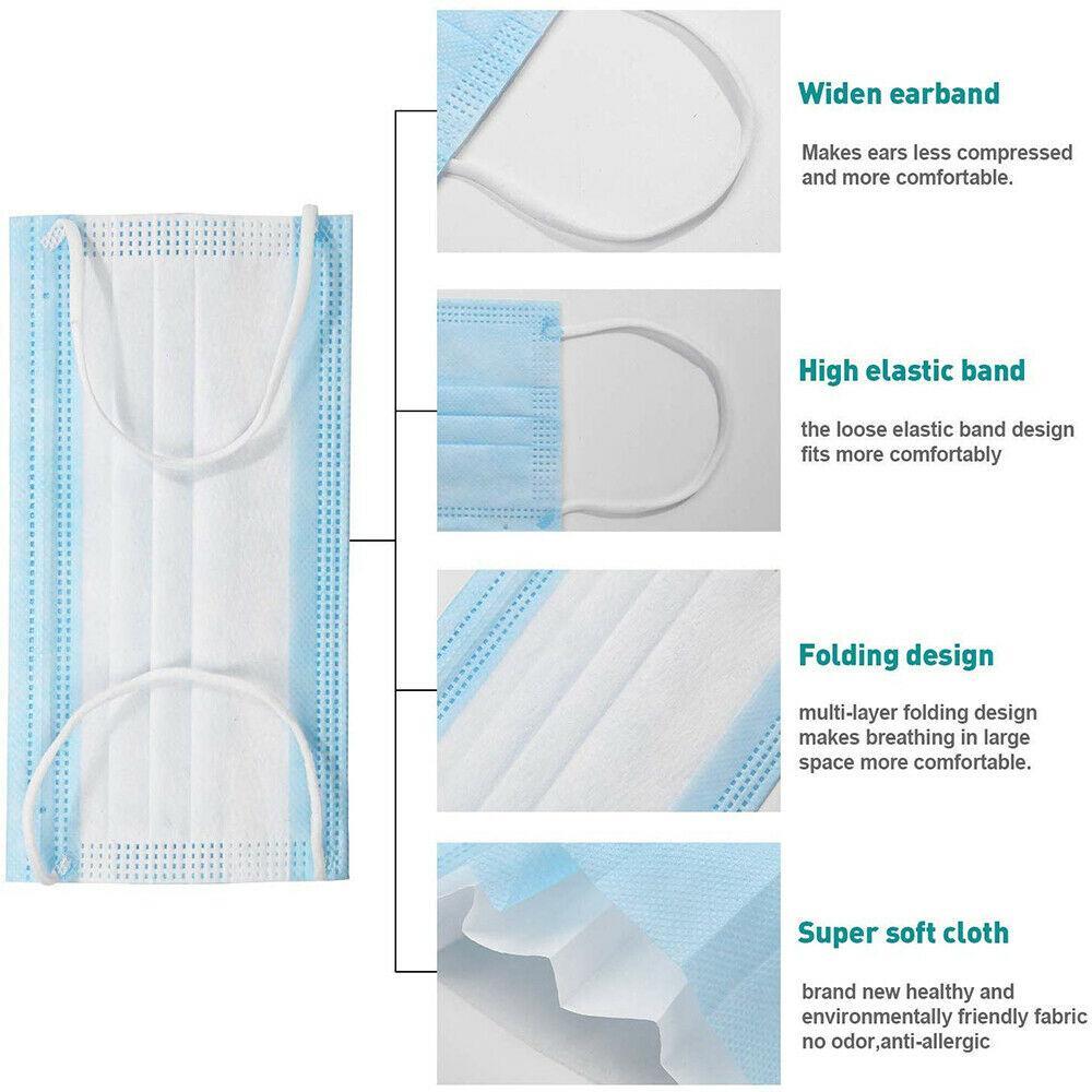 FDA Registered - Disposable Protective Face Mask 3 Layers For